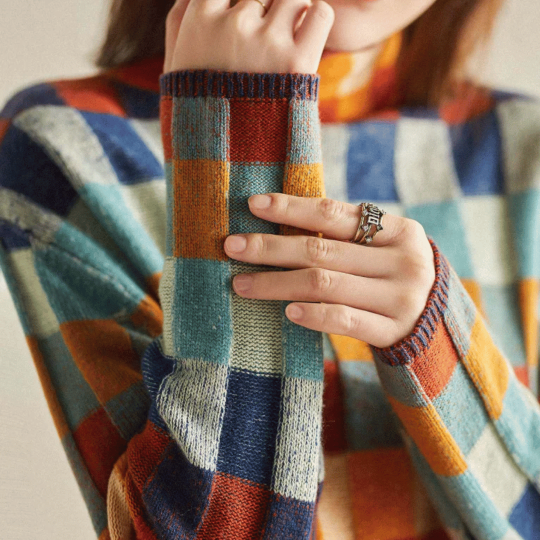 Women's Soft Cashmere Turtleneck Sweater | Chic Patchwork Winter Pullover