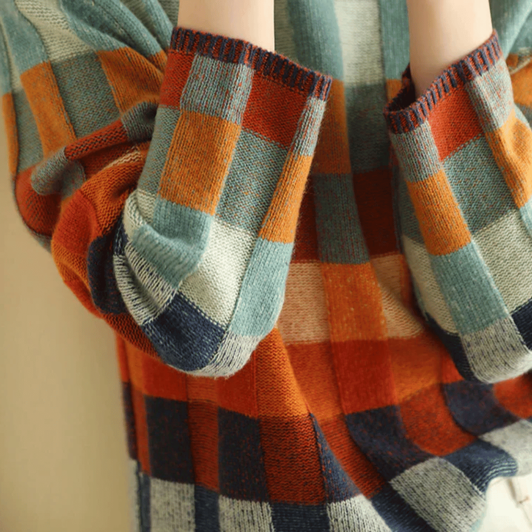 Women's Soft Cashmere Turtleneck Sweater | Chic Patchwork Winter Pullover