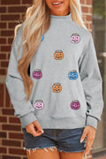 Women's Pumpkin Halloween Sweatshirt - Sparkly Fall Graphic Pullover