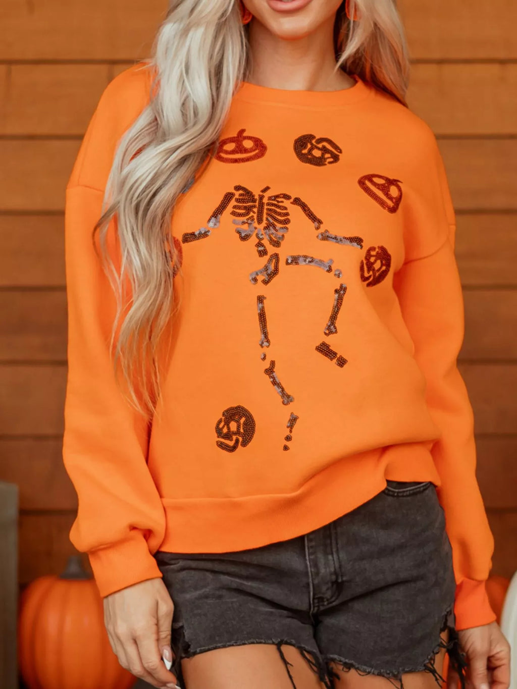 Women's Dancing Critters Sequin Halloween Crewneck Sweatshirt