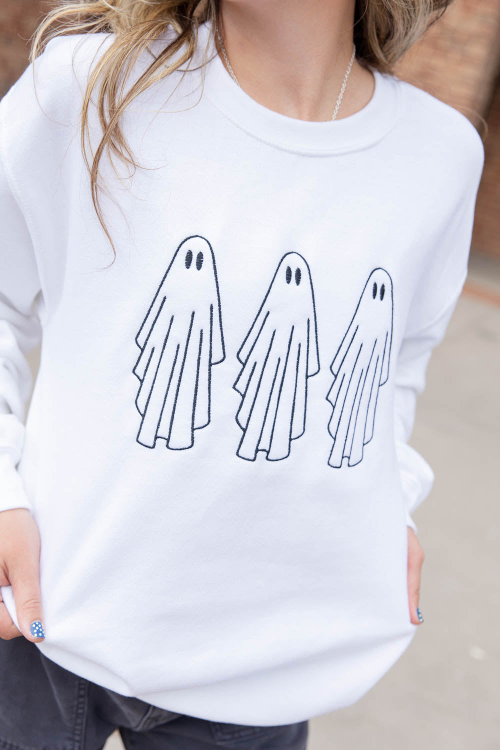 Women's Ghost Cotton Blend Halloween Sweatshirt