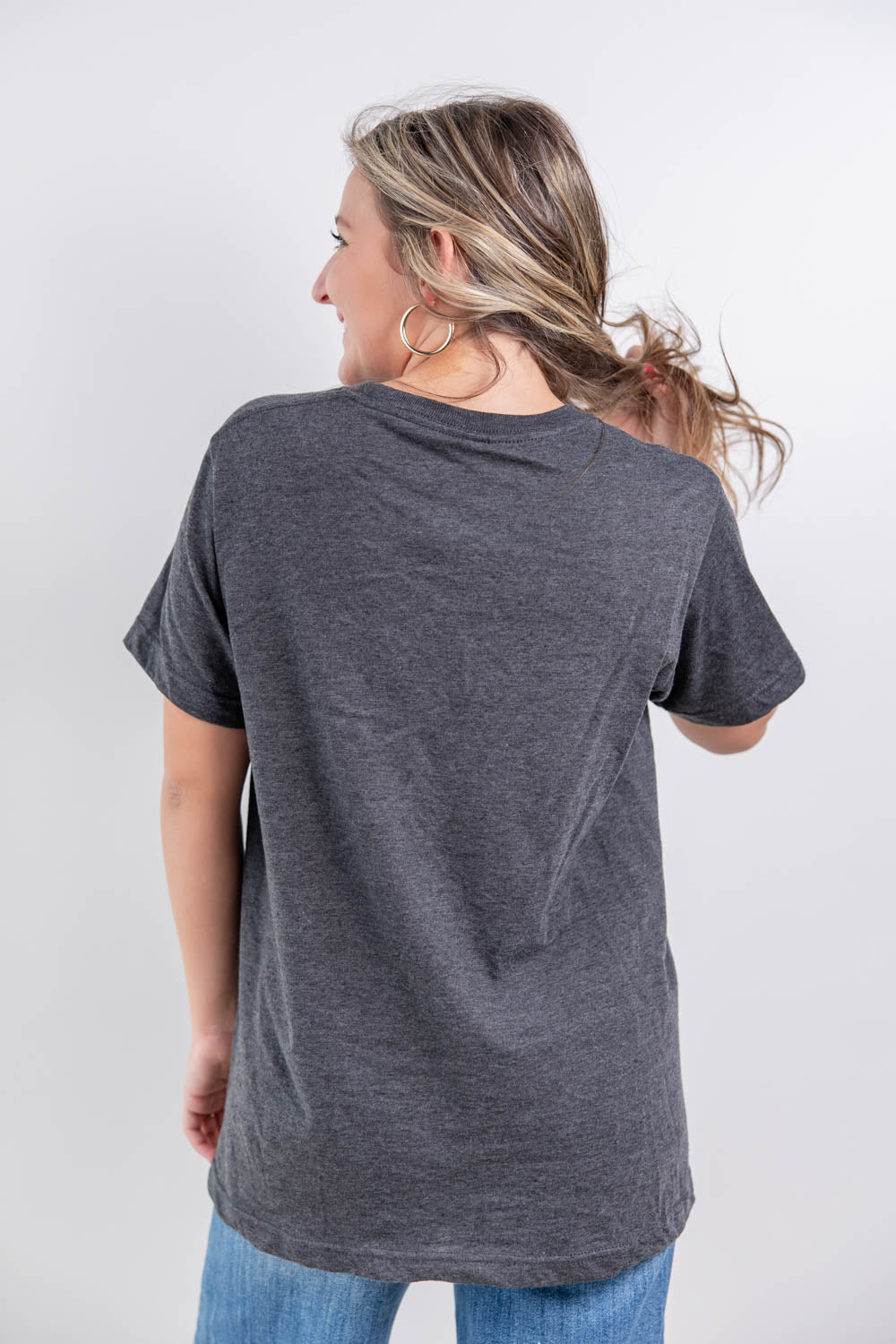 Ghost Outline Black Cotton Blend Graphic Halloween Tee