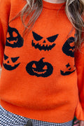 Pumpkin Lane Orange and Black Balloon Sleeve Pumpkin Halloween Sweater