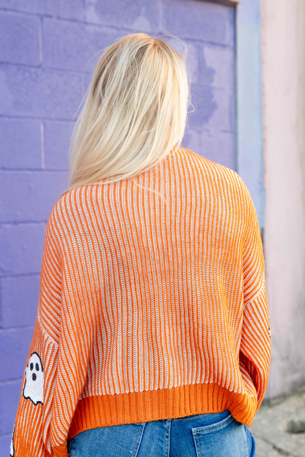 Women's Ghost Patch Long Sleeve Knit Halloween Cardigan