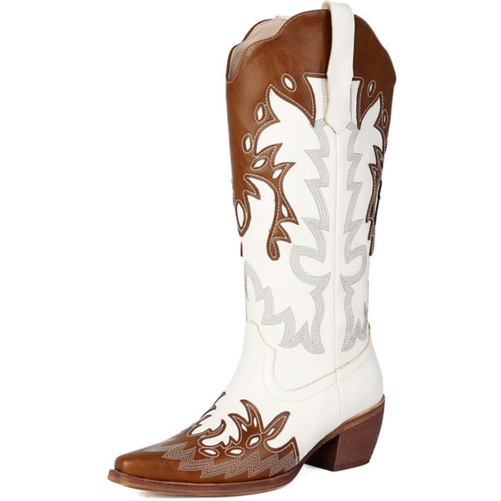 Bolted Boots & Brown Cowgirl Boots – Embroidered Long-Calf Western Boots