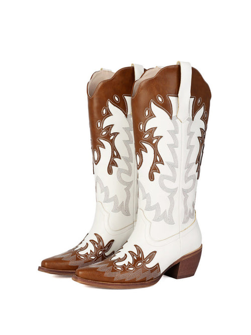 Bolted Boots & Brown Cowgirl Boots – Embroidered Long-Calf Western Boots