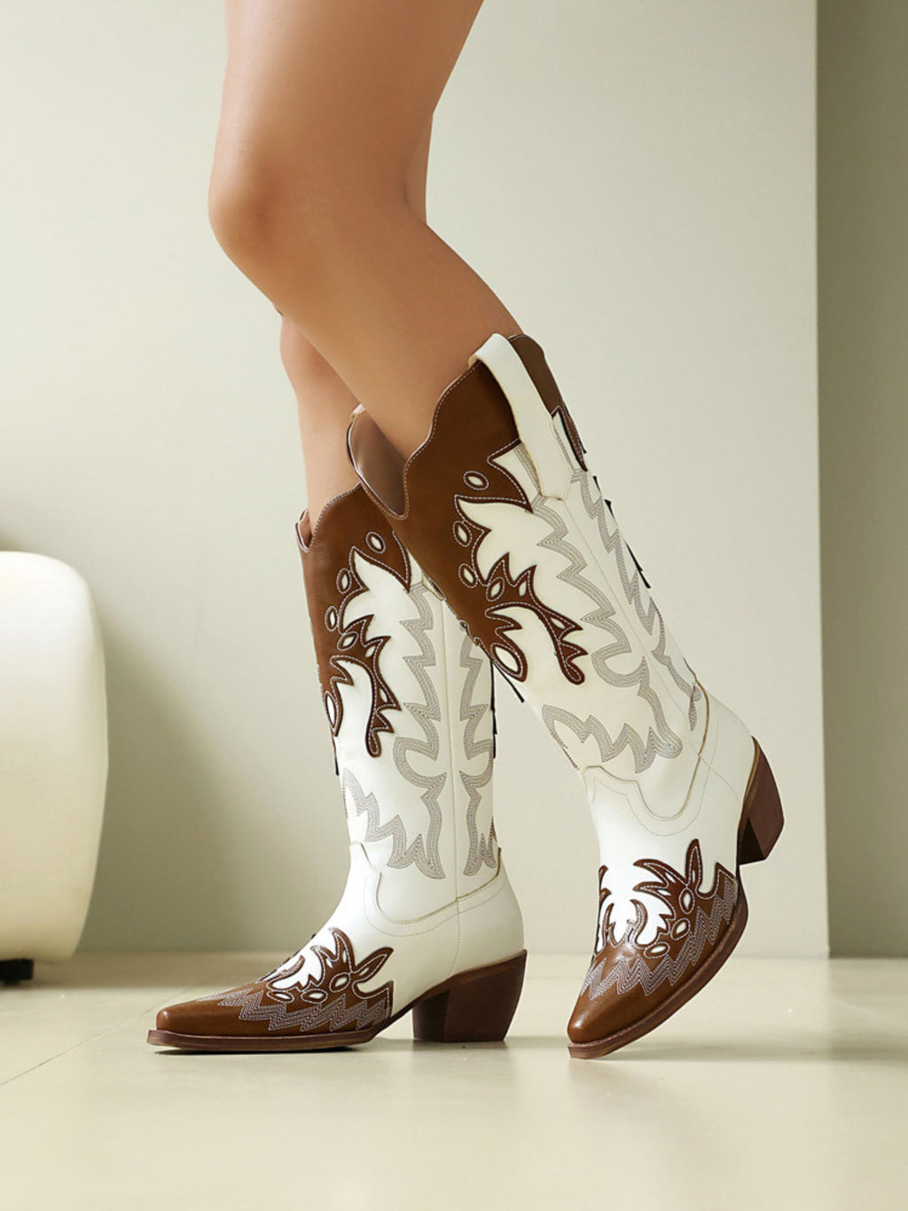 Bolted Boots & Brown Cowgirl Boots – Embroidered Long-Calf Western Boots