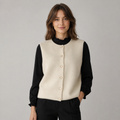 Women's Button-Front Round Neck Knitted Sweater Vest