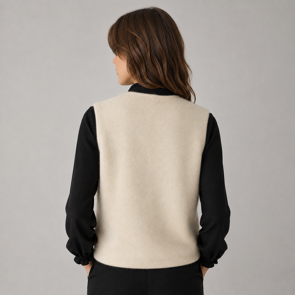 Women's Button-Front Round Neck Knitted Sweater Vest