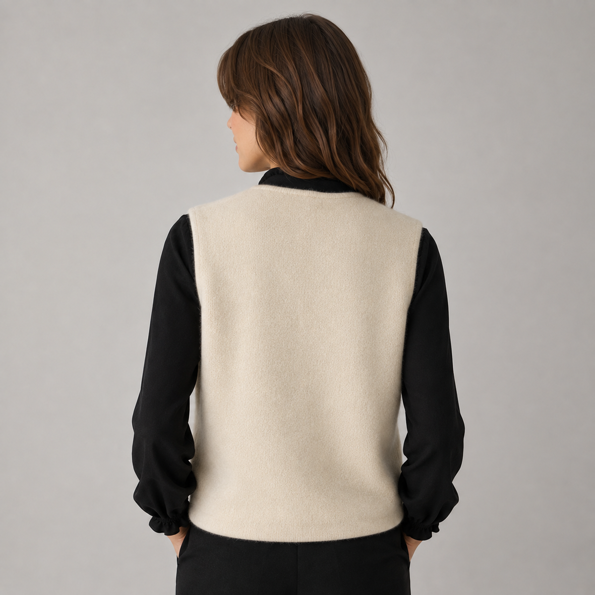 Women's Button-Front Round Neck Knitted Sweater Vest