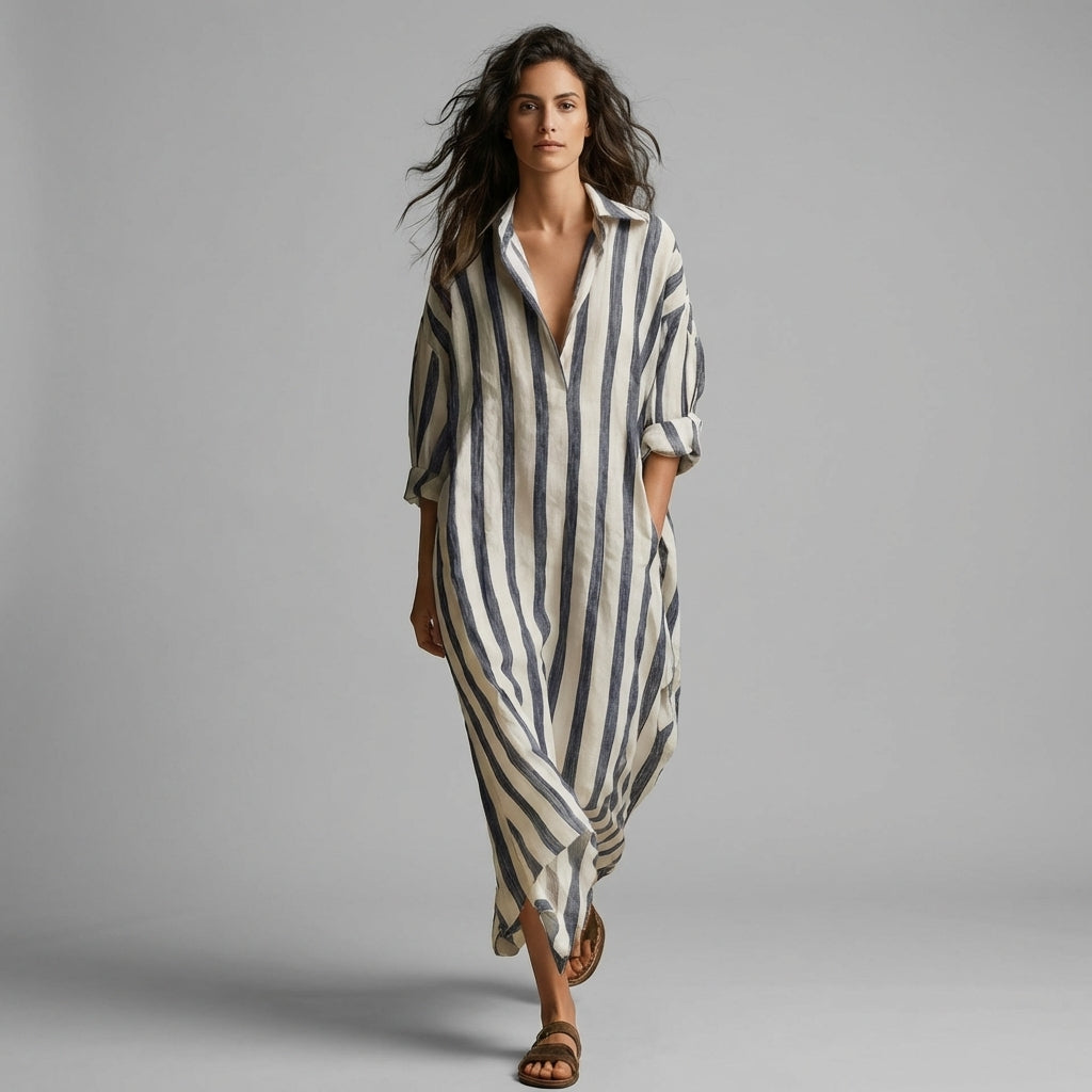 Margot Striped Shirt Maxi Dress