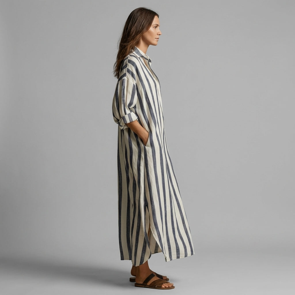Margot Striped Shirt Maxi Dress