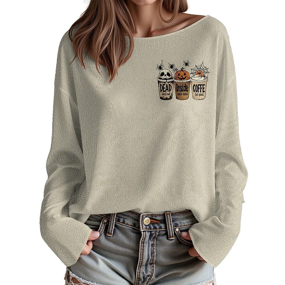 Women's Long-Sleeve Knit Halloween Streetwear Pullover Sweater & Festival Merch