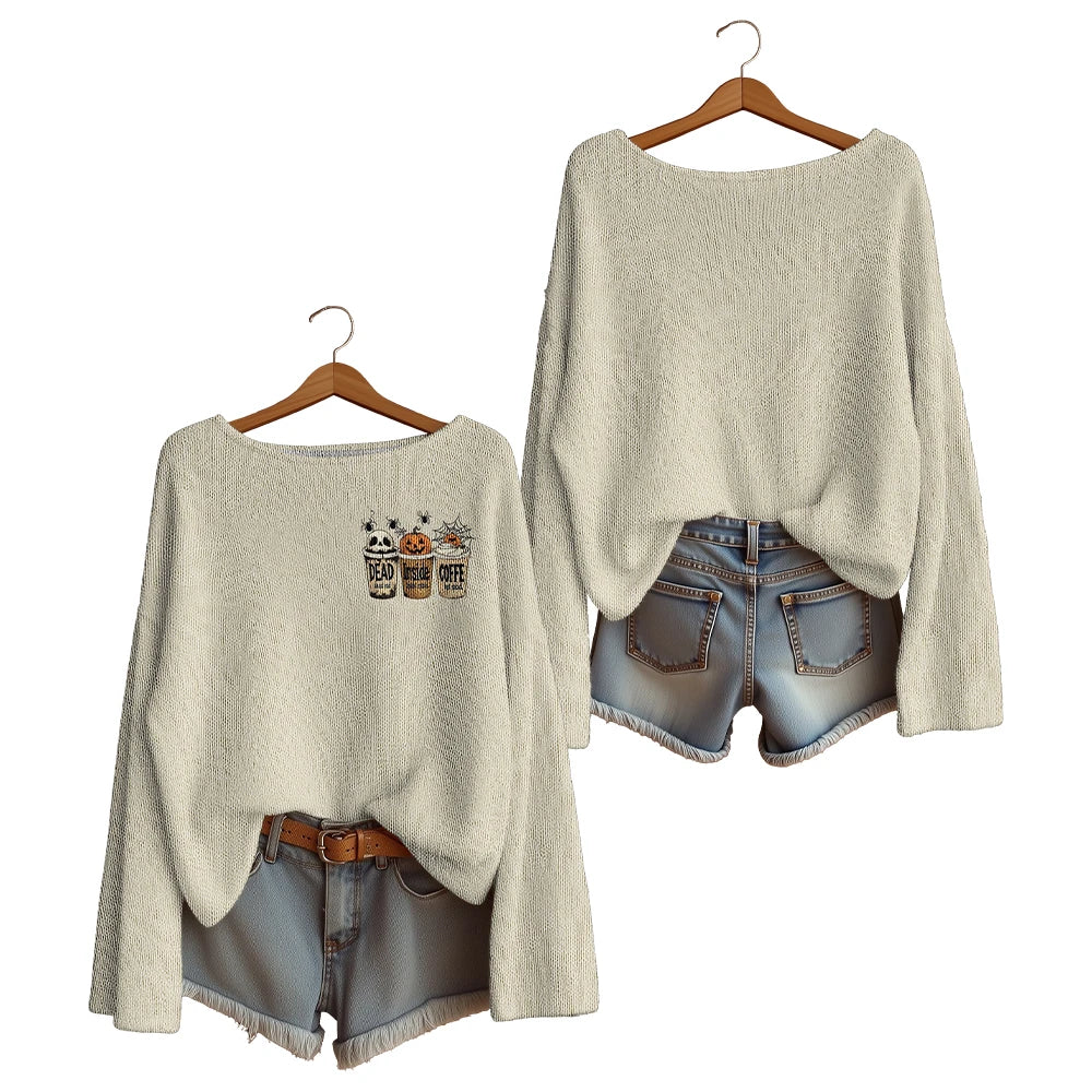 Women's Long-Sleeve Knit Halloween Streetwear Pullover Sweater & Festival Merch