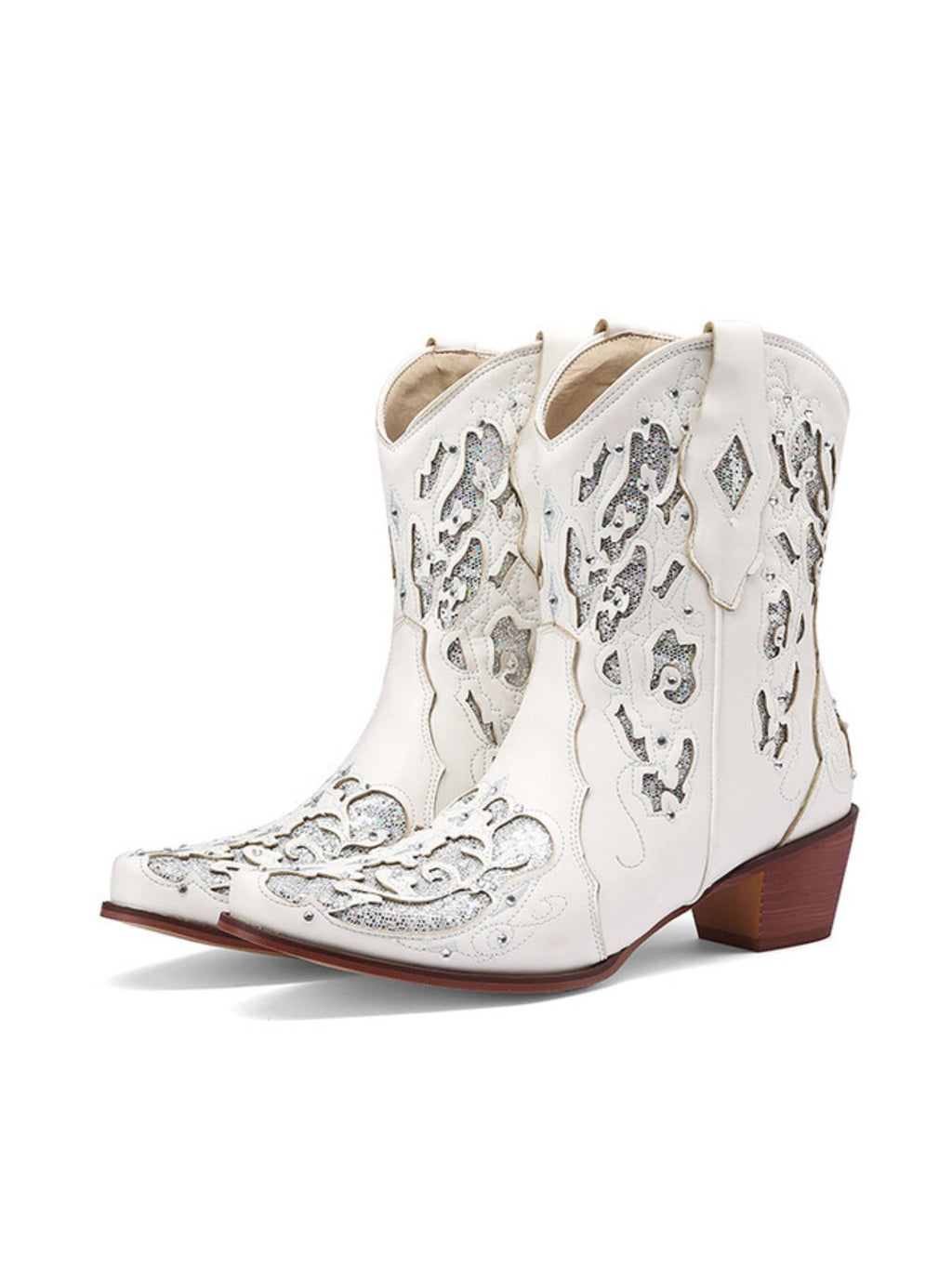 Bolted Boots & White Cowgirl Boots – Snip Toe Western Ankle Boots