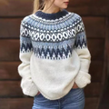 Women's Nordic Knitted Sweater | Cozy Oversized Winter Pullover
