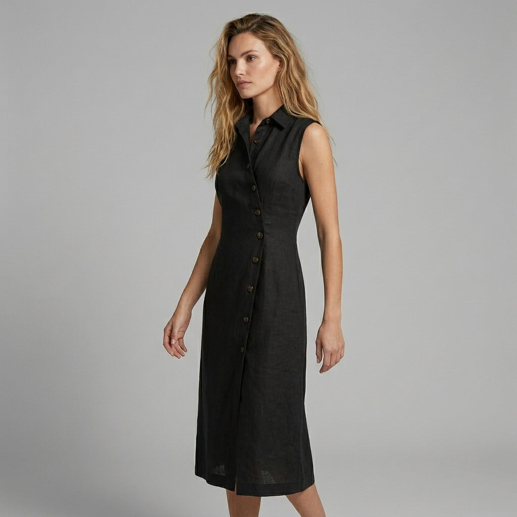 Margot Asymmetric Button Maxi Dress