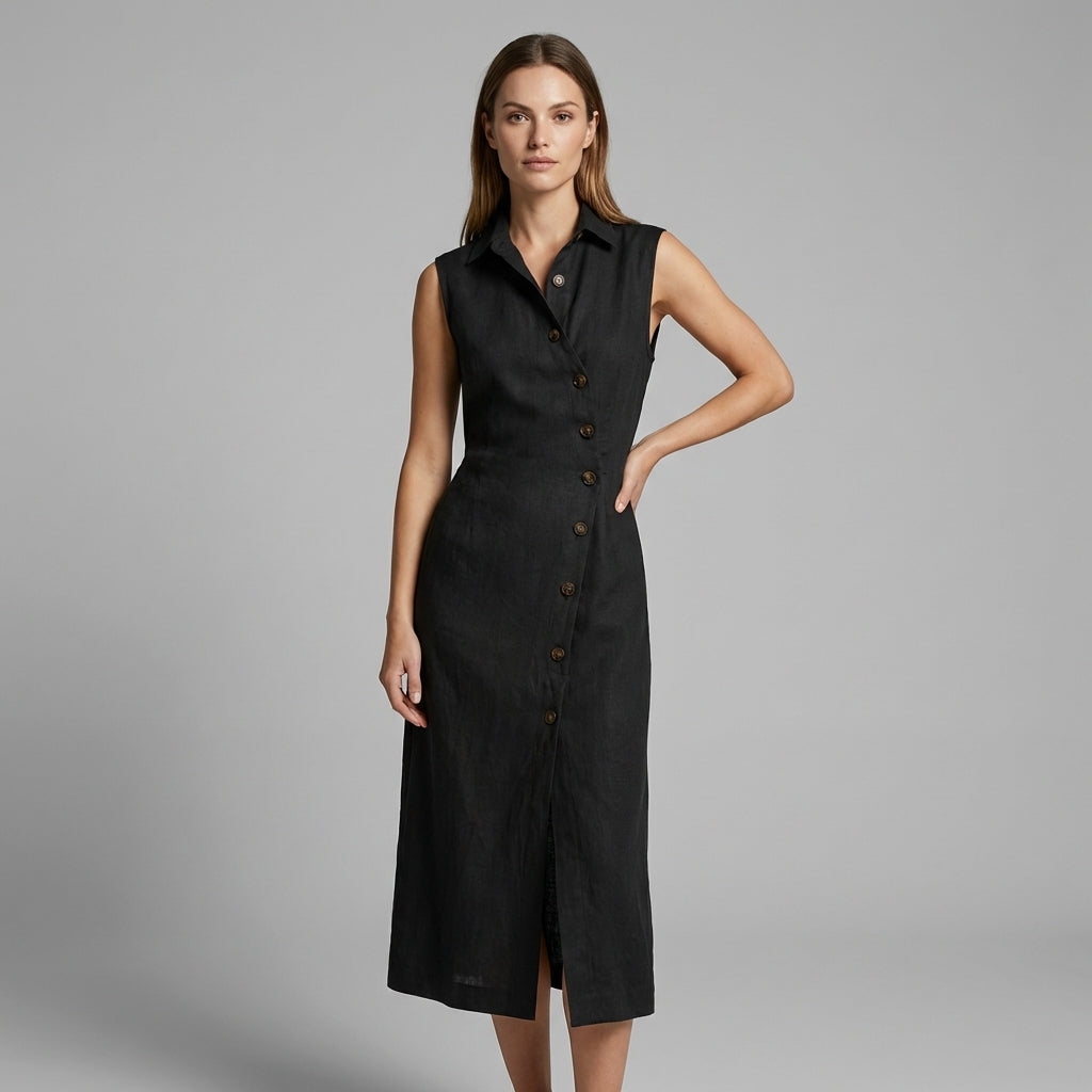 Margot Asymmetric Button Maxi Dress