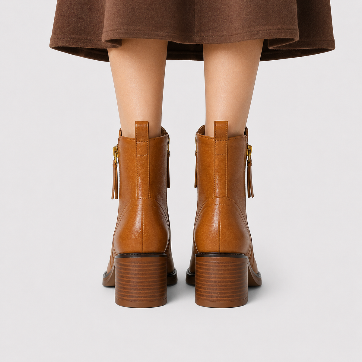 Women's Classic Side-Zip Leather-Look Mid-Heel Ankle Booties