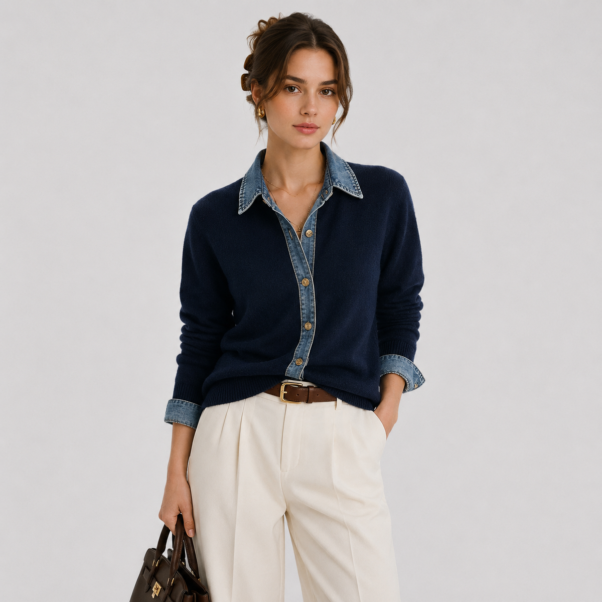 Women's Classic Button-Front Denim Jacket – Casual Everyday Outerwear