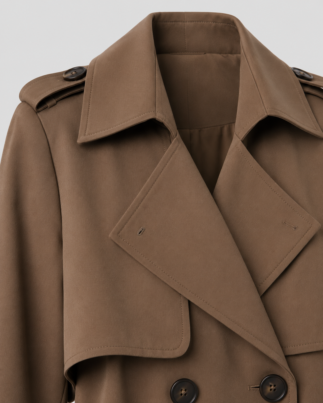 Women's Black Long Trench Coat – Belted Double-Breasted