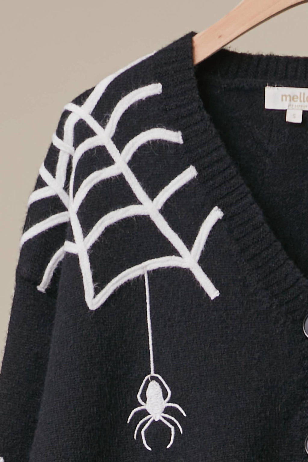 Women's Black Cardigan - Spider Web V-Neck Halloween Sweater