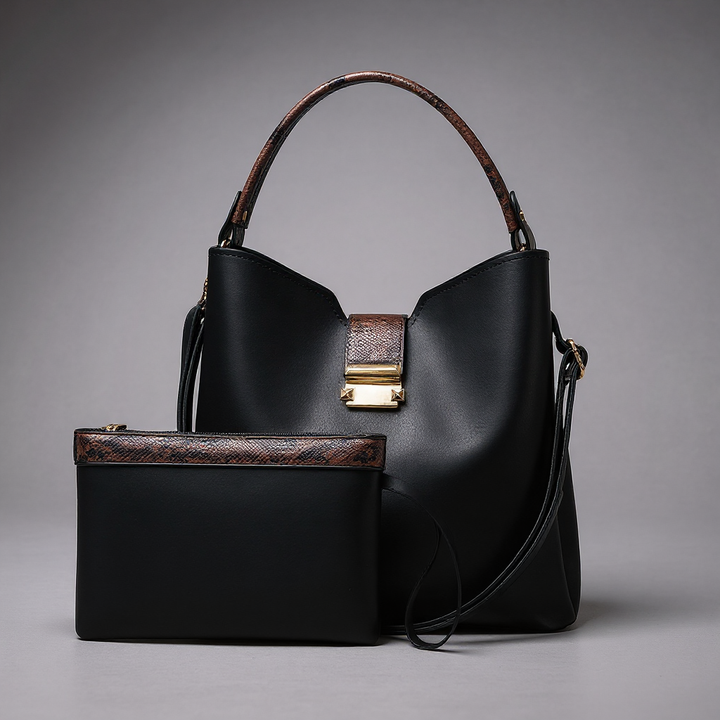 Selene Snake-Embossed Shoulder Bag