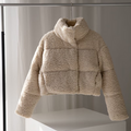 Women's Beige Oversized Teddy Texture Winter Coat – Warm Outerwear