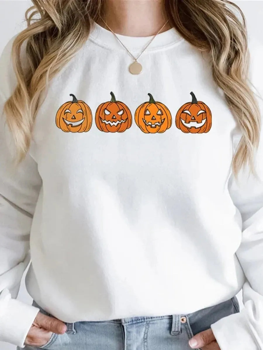 Women's Halloween Graphic Crewneck Sweatshirt & Jack-o-Lantern Pullover
