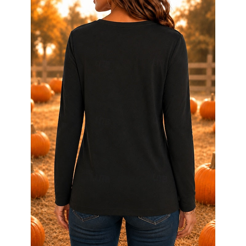 Women's Halloween Witch Graphic Long-Sleeve Top