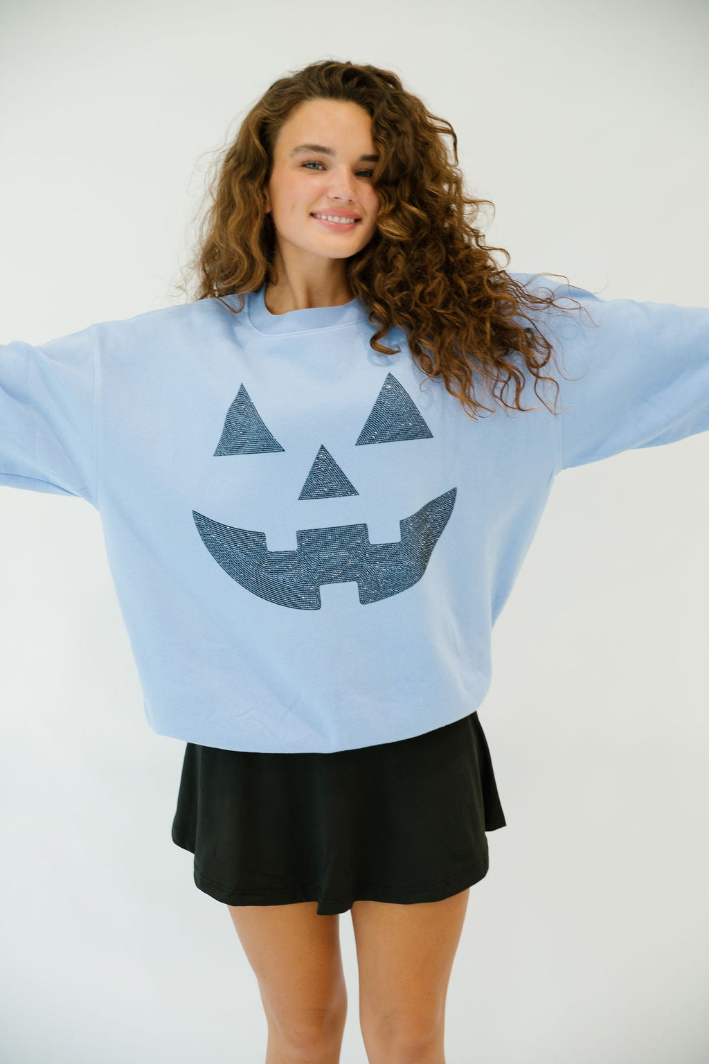 Women's Festive Halloween Color-Block Pullover Sweatshirt & Cropped Sweater