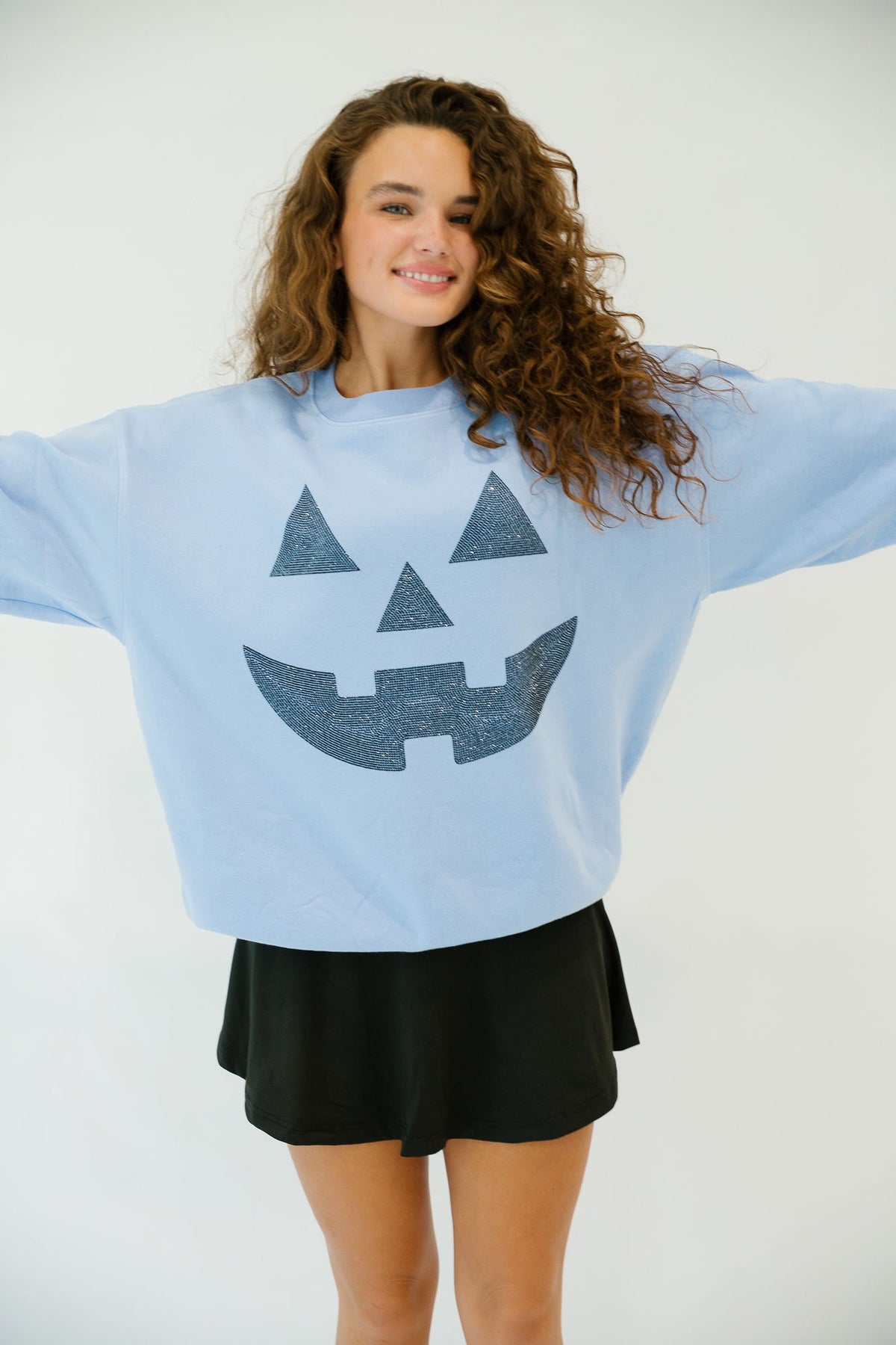 Women's Festive Halloween Color-Block Pullover Sweatshirt & Cropped Sweater