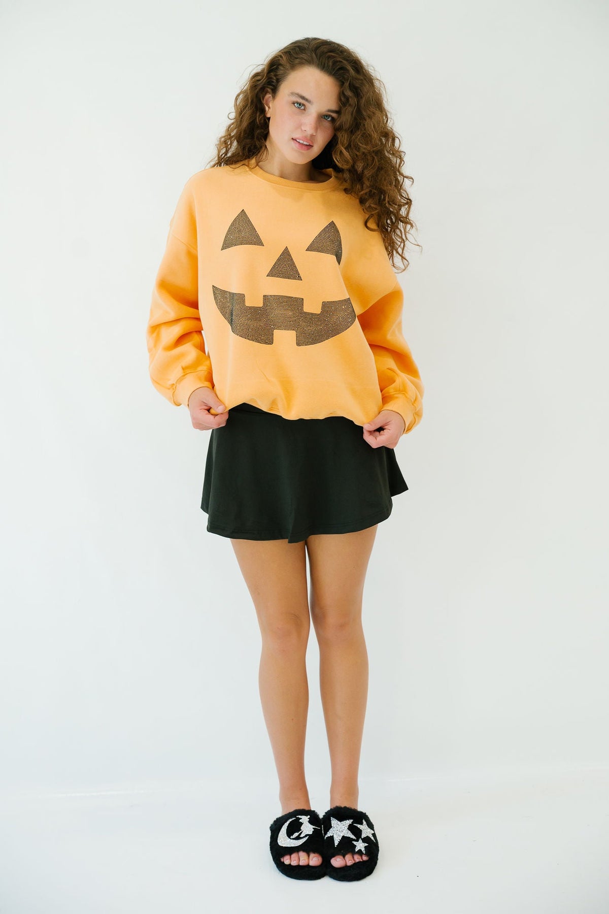 Women's Festive Halloween Color-Block Pullover Sweatshirt & Cropped Sweater