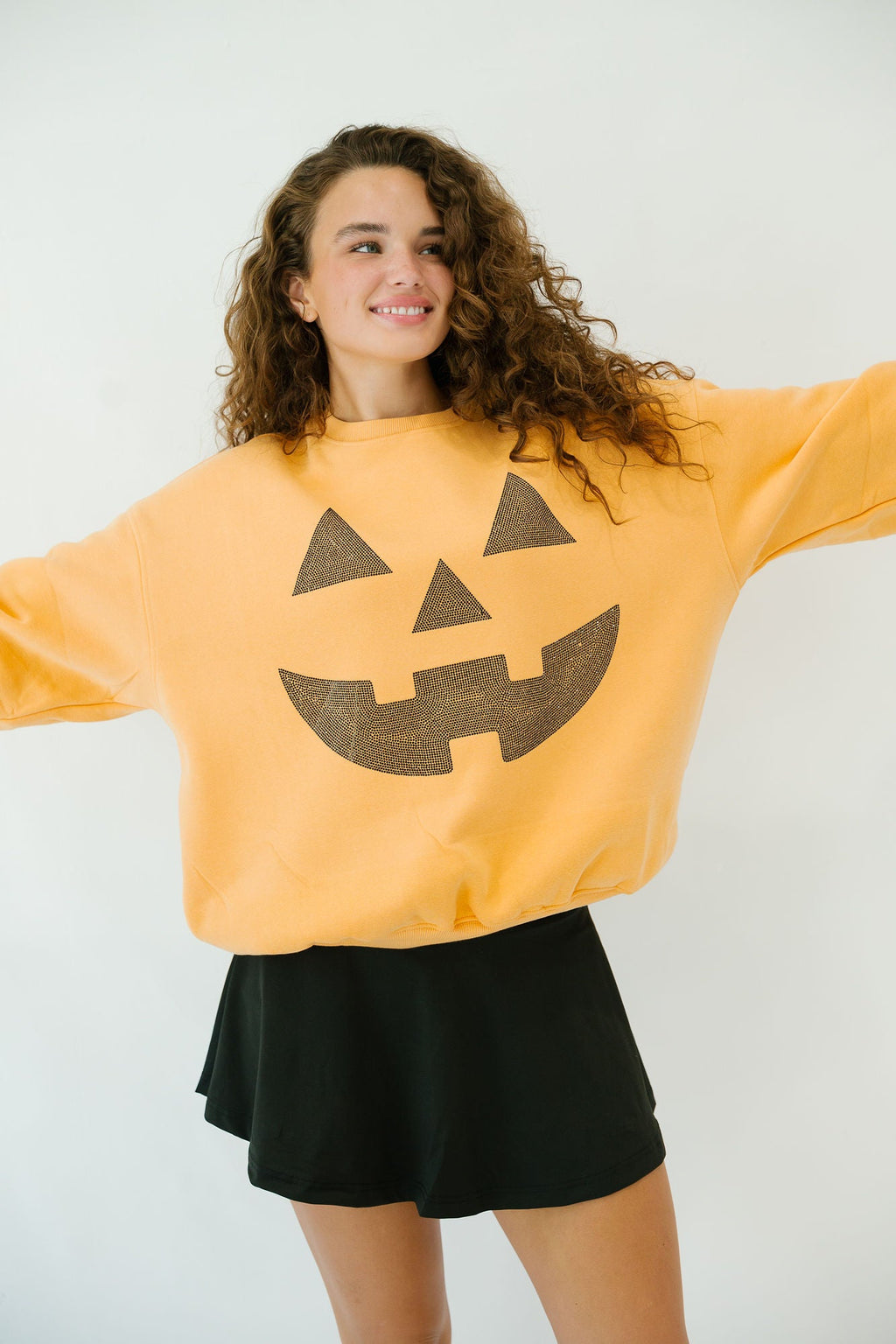 Women's Festive Halloween Color-Block Pullover Sweatshirt & Cropped Sweater
