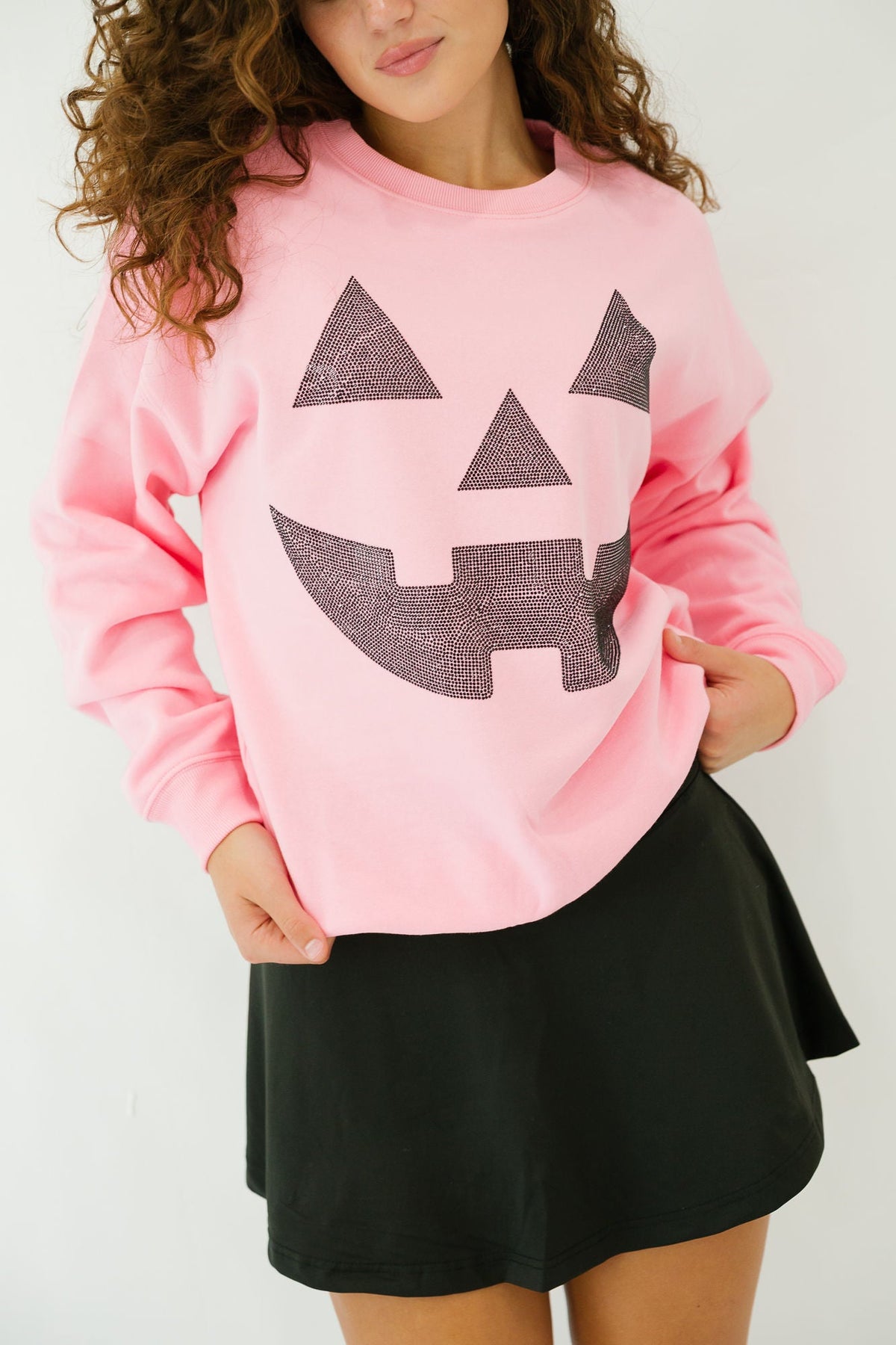 Women's Festive Halloween Color-Block Pullover Sweatshirt & Cropped Sweater