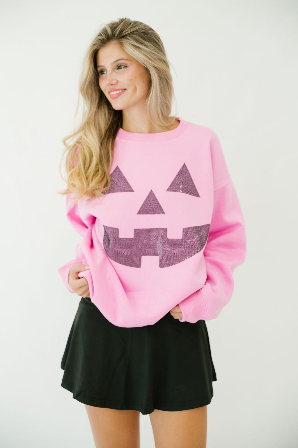 Women's Festive Halloween Color-Block Pullover Sweatshirt & Cropped Sweater