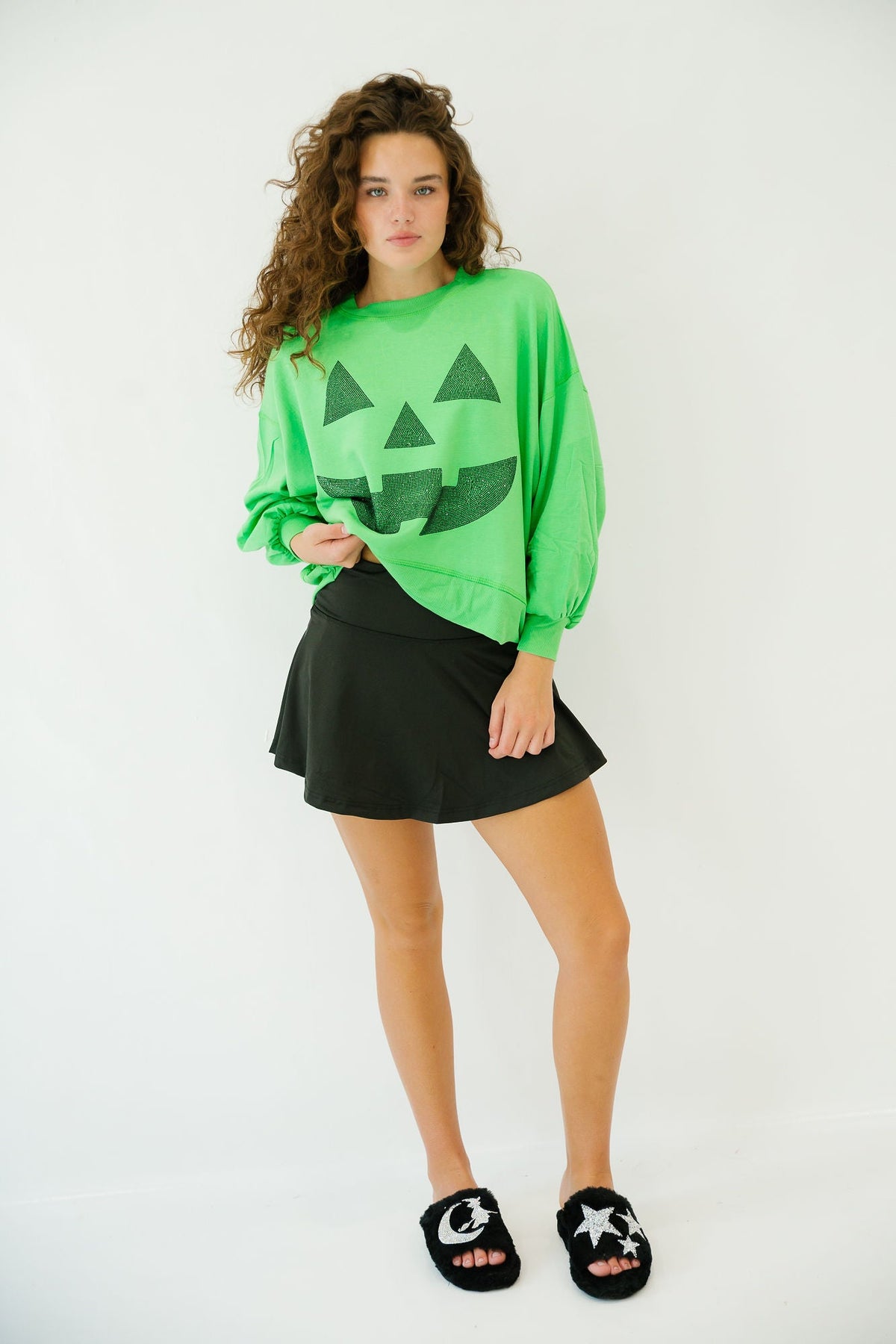 Women's Festive Halloween Color-Block Pullover Sweatshirt & Cropped Sweater