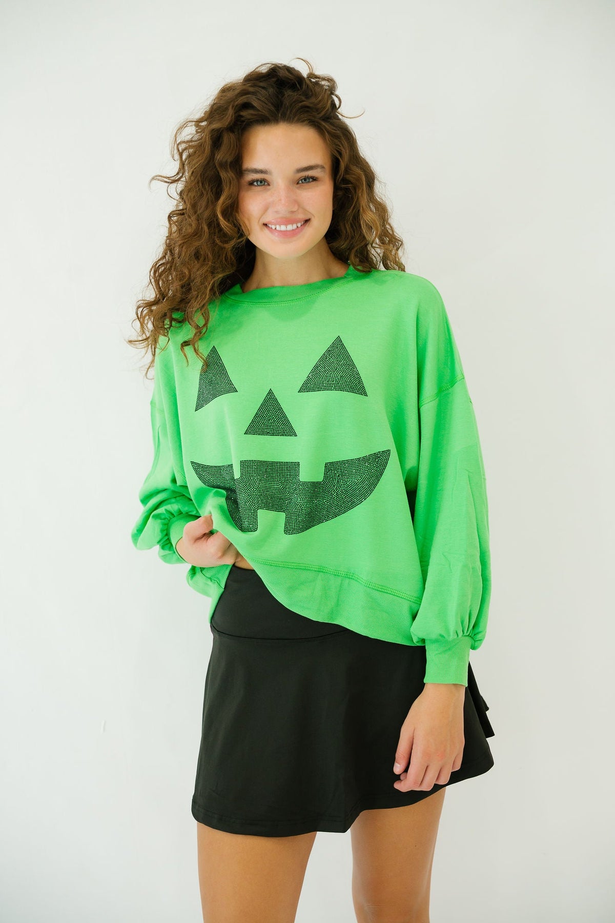 Women's Festive Halloween Color-Block Pullover Sweatshirt & Cropped Sweater