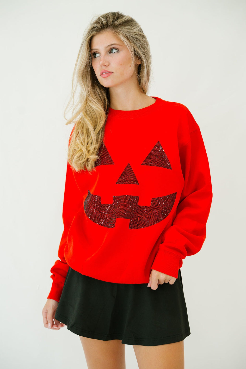 Women's Festive Halloween Color-Block Pullover Sweatshirt & Cropped Sweater