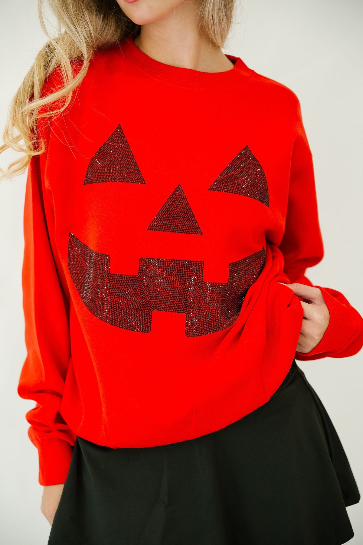 Women's Festive Halloween Color-Block Pullover Sweatshirt & Cropped Sweater