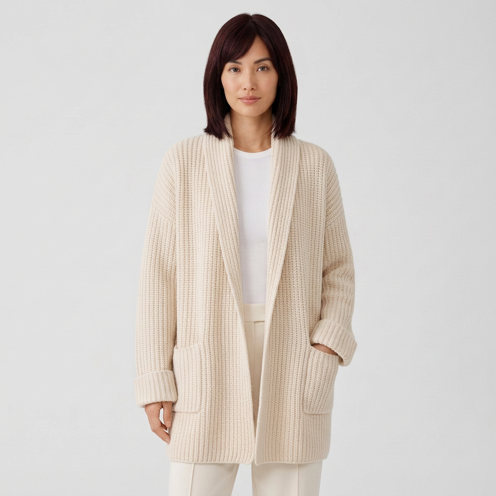 Women Cardigan & Sweater Cardigan – Open Knit Long Sleeve Loose White Cardigan