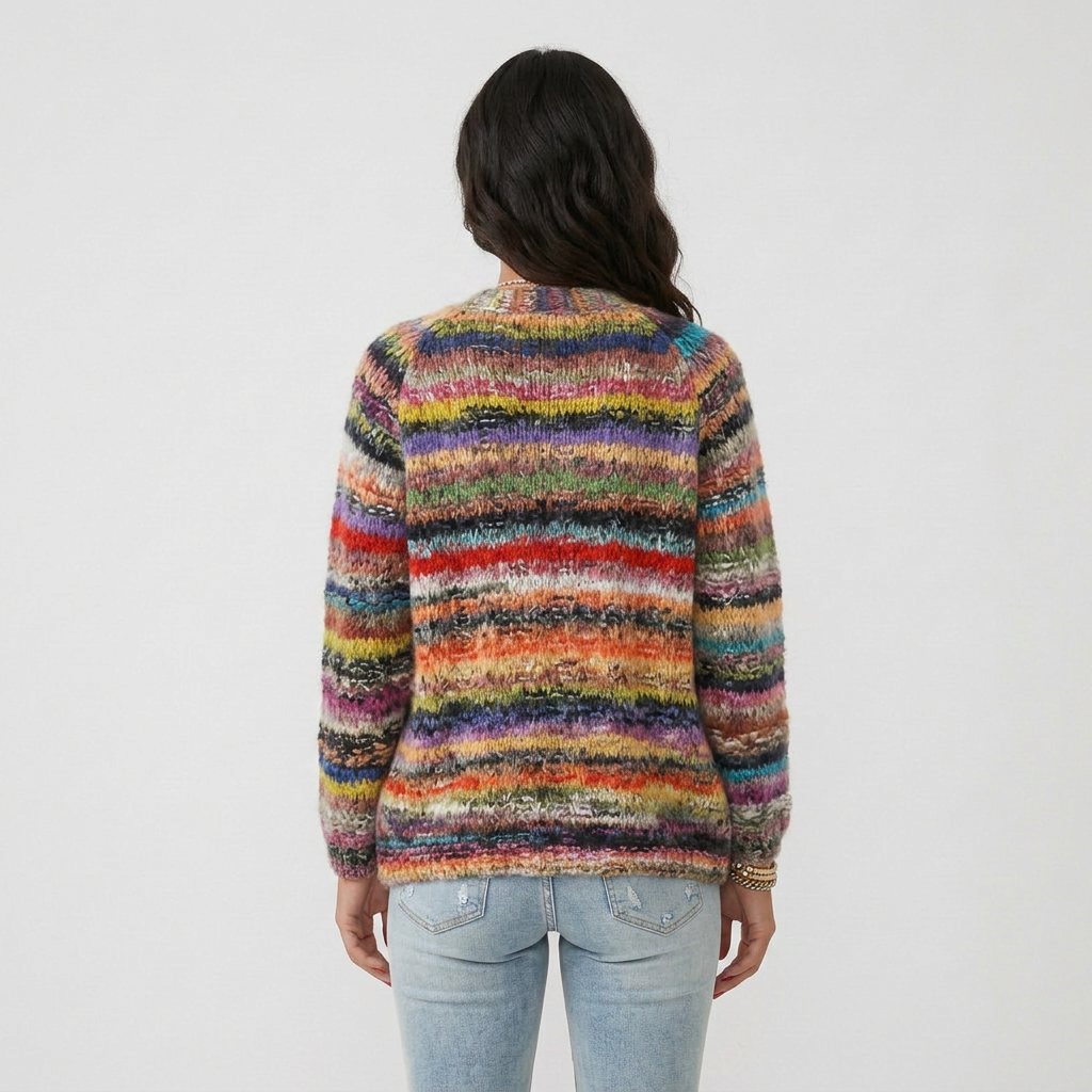 Women Cardigan & Sweater Cardigan – Long Sleeve Open Front Multicolor Knit Sweater