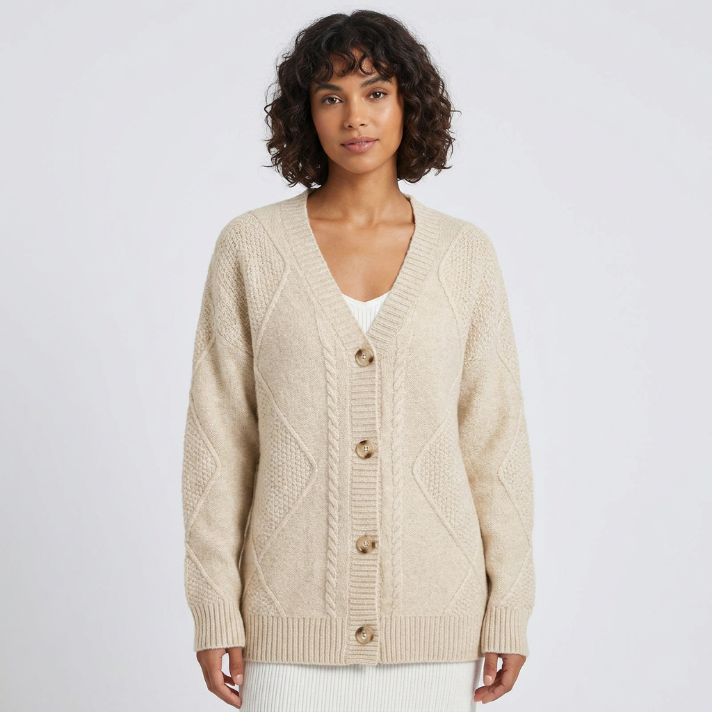 Women Cardigan & Sweater Cardigan – Cable Knit Long Sleeve Open Front Cardigan