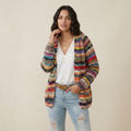 Women Cardigan & Sweater Cardigan – Long Sleeve Open Front Multicolor Knit Sweater