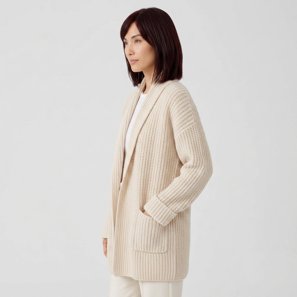 Women Cardigan & Sweater Cardigan – Open Knit Long Sleeve Loose White Cardigan