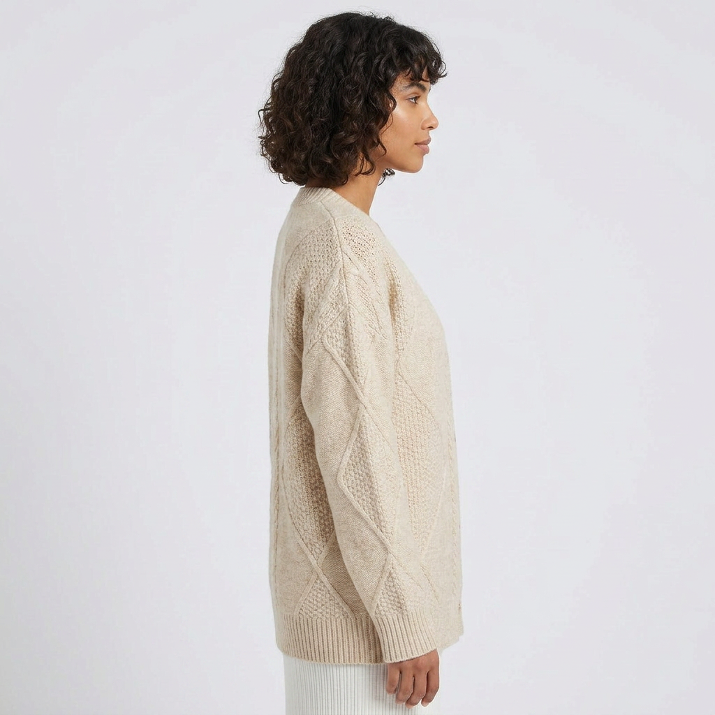 Women Cardigan & Sweater Cardigan – Cable Knit Long Sleeve Open Front Cardigan