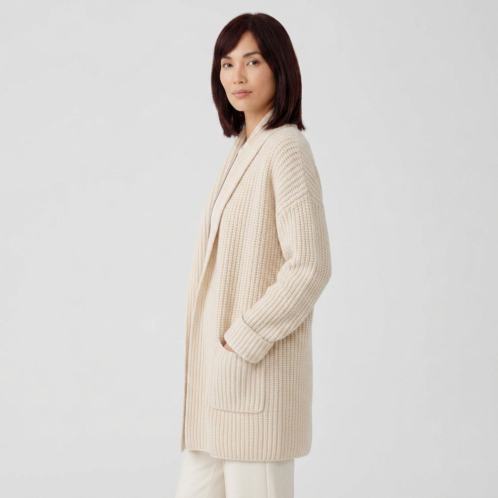 Women Cardigan & Sweater Cardigan – Open Knit Long Sleeve Loose White Cardigan