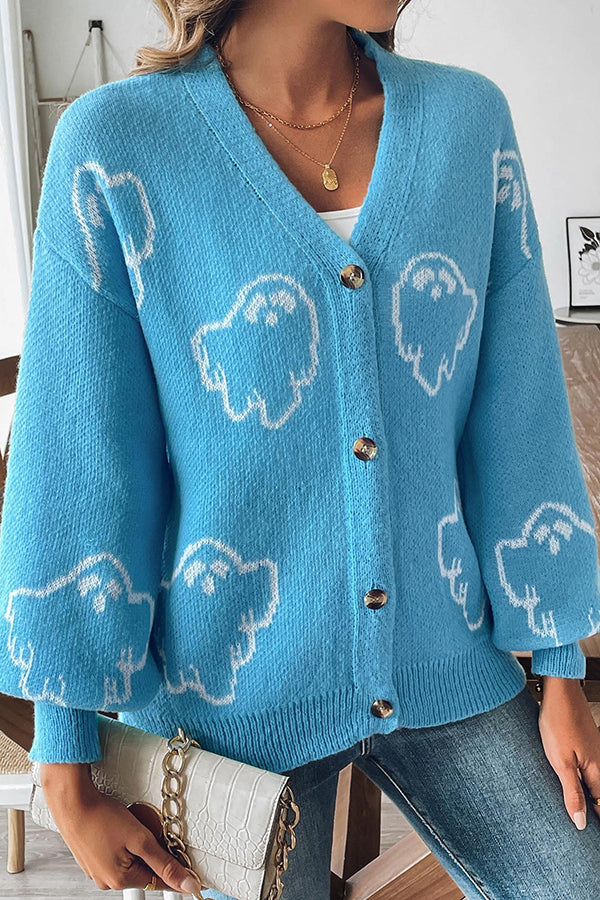 Women's Halloween Cardigan Button Knit Sweater Oversized