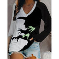 Women's Witch Halloween Graphic Black -Neck Top