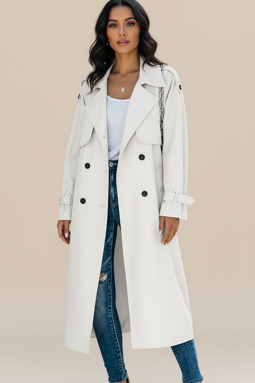 Women's Long Double-Breasted Trench Coat